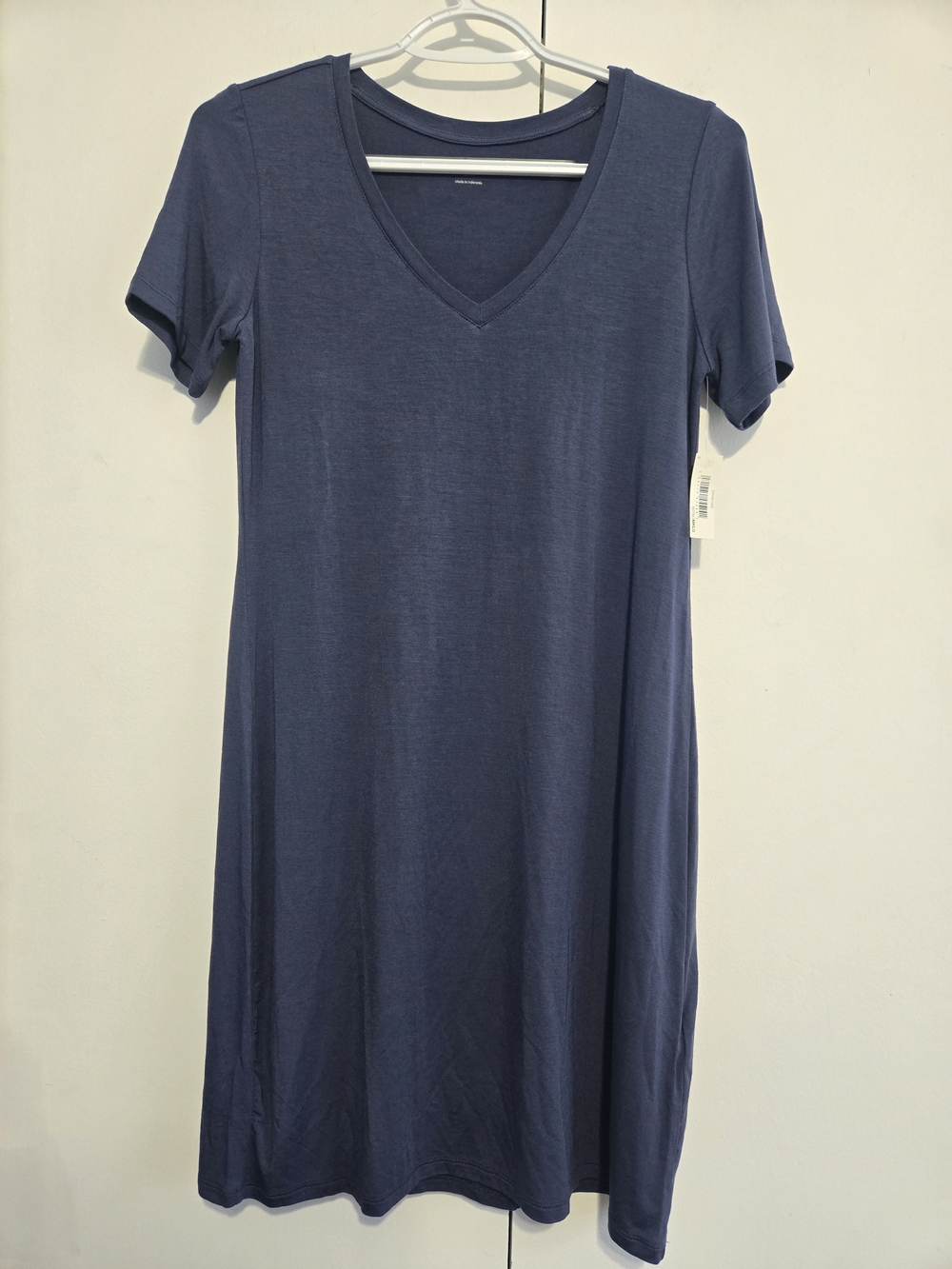 NWT Daily Ritual Blue V-Neck Midi‎ Dress Small Soft Stretch Short Sleeve